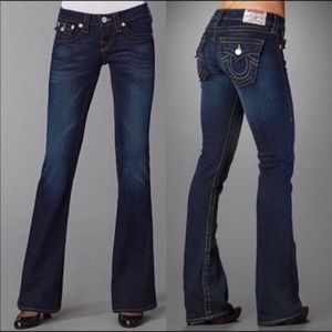 True Religion Joey Twist Flare Leg Dark Jeans